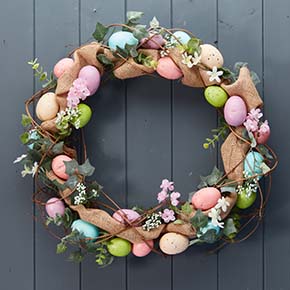 Multicolour Easter Egg Wreath with Greenery detail page